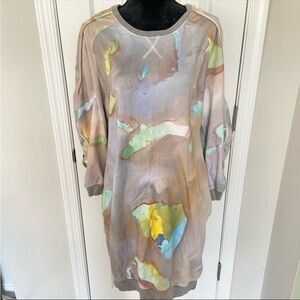 Chalayan Bulge Sweat Dress Abstract Watercolor-like Design Knit Sweater Dress M